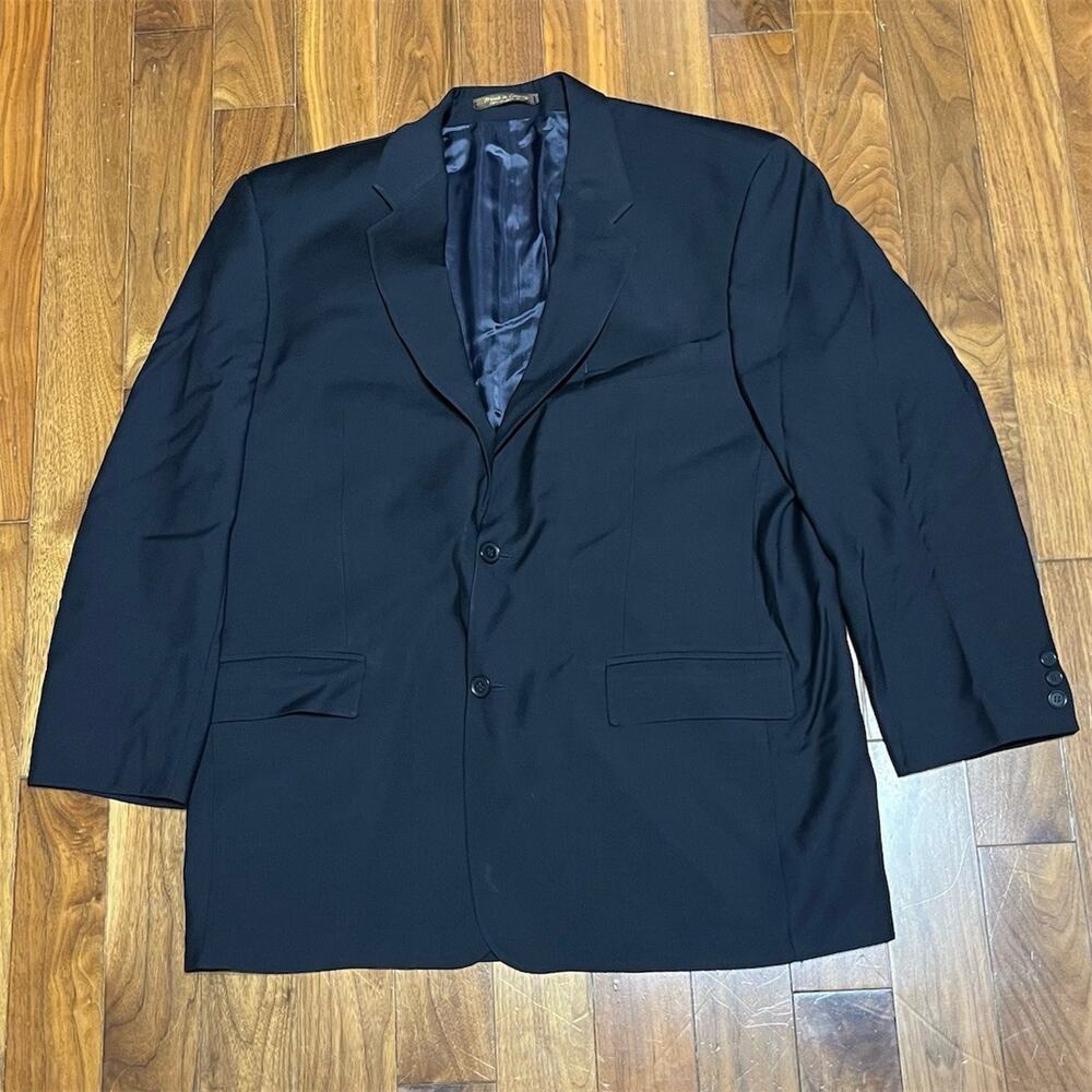 Franco Tassi Blazer Sport Coat Mens 44R Navy Blue 2-Button Notch Lapel